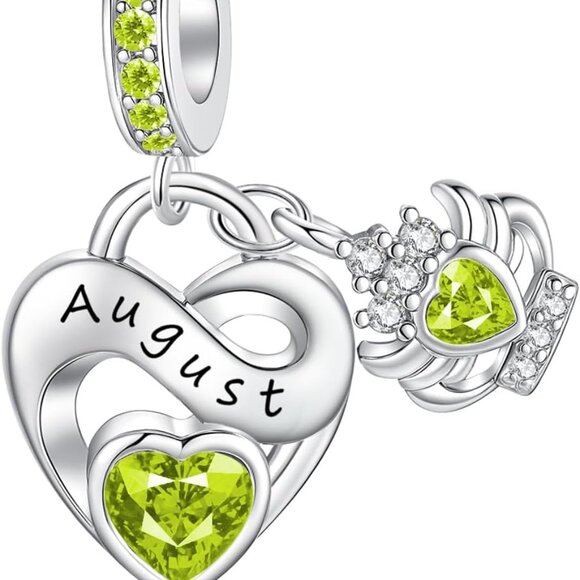 Birthstone Charm Sterling Silver Birthday Gift for Women Family Friends - Picture 1 of 7